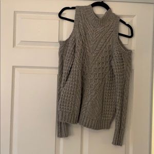 Gray open shoulder sweater